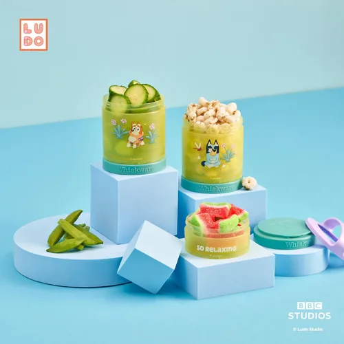 Miniatura 6 de Whiskware Bluey - Contenedores apilables para aperitivos para niños y niños pequeños, 3 tazas apilables para aperitivos para la escuela y viajes