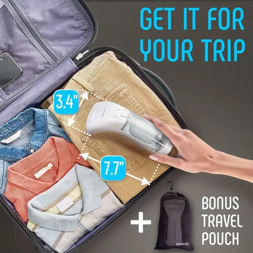 Miniatura 3 de Vaporizador de hierro de mano para ropa, tamaño de viaje, potente, portátil, compacto, mini plancha de vapor para hogar, removedor de arrugas, Blanco