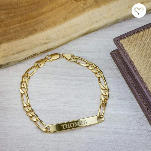 Miniatura 4 de MYKA - Pulsera de identificación personalizada para hombre en plata de ley 925chapado en oro joyería personalizada para él regalo para novio marido