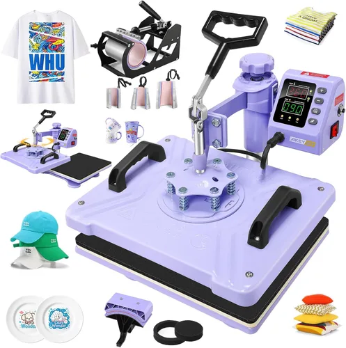Miniatura 9 de AKEYDIY - Máquina de prensa de calor actualizada 5 en 1 Combo, máquina de prensa de camisa digital multifunción para camisetas de 12 x 15 pulgadas.
