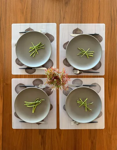Miniatura 5 de Modern-Twist Mantel individual rectangular de silicona de 14 x 16 pulgadas, 100% silicona de grado alimenticio, estampado Asawa en niveles, paquete