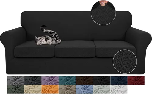 Miniatura 12 de JIVINER 3 piezas de fundas para sofá de 2 cojines, funda elástica para sofá con 2 fundas extra grandes para asientos, fundas gruesas ajustadas