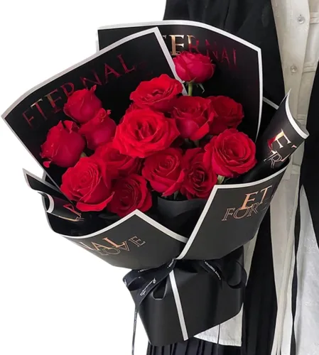 10 hojas de papel de regalo para ramo de flores, color negro, impermeable, ramo de flores de rosa, papel de envoltura de embalaje, papel de