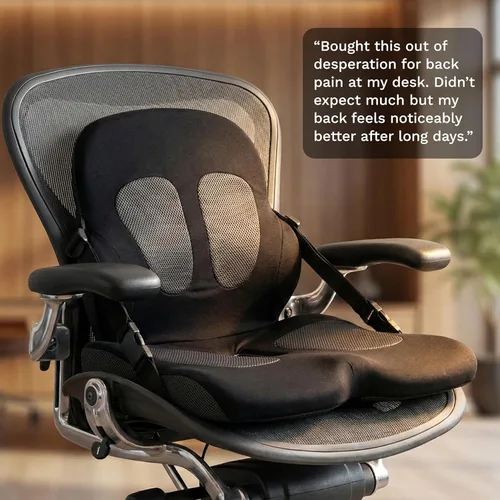 Miniatura 4 de Ajuste lumbar en cualquier asiento Desarrollado por un médico Cojín de asiento para silla de oficina, automóvil, conductor de camión, gradas