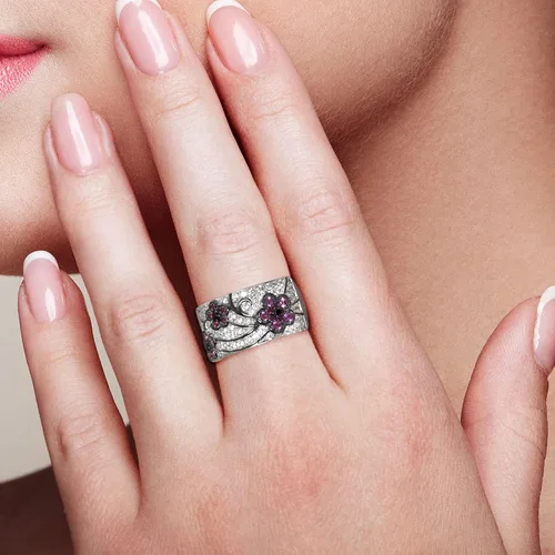 Miniatura 5 de Santuzza Anillo de plata de ley 925 con circonita cúbica y ramas de árbol para mujer