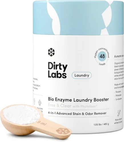 Dirty Labs | Sin Aroma | Potenciador de Lavado con Enzimas Biológicas | 48 Cargas (0.45 kg) | Ultra Concentrado | Máquina Lavadora de Alta