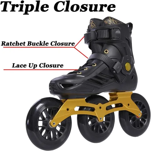 Miniatura 3 de LIKU Negro 3WD Patín En Línea,Patín De Carreras De 3 Ruedas Unisex