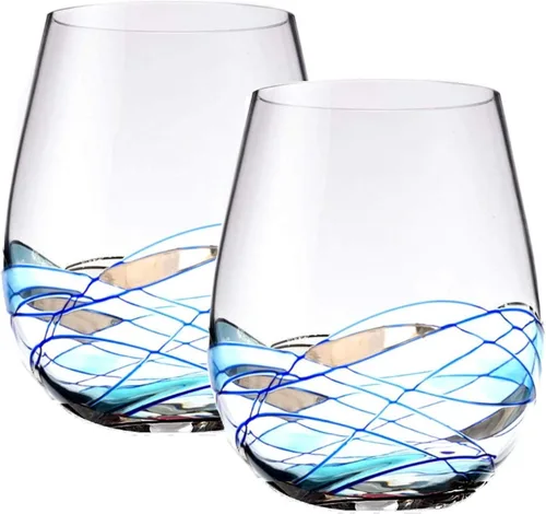 Miniatura 11 de Bezrat Juego de 2 copas de vino tinto, copa de vino pintada a mano, artículos esenciales para bebidas, 11 pulgadas de alto, vaso grande para amantes