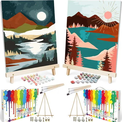 Miniatura 15 de BAISITE Kit de pintura por números para adultos principiantes, 12 pulgadas de ancho x 16 pulgadas de largo, paquete de 2 lienzos para kits