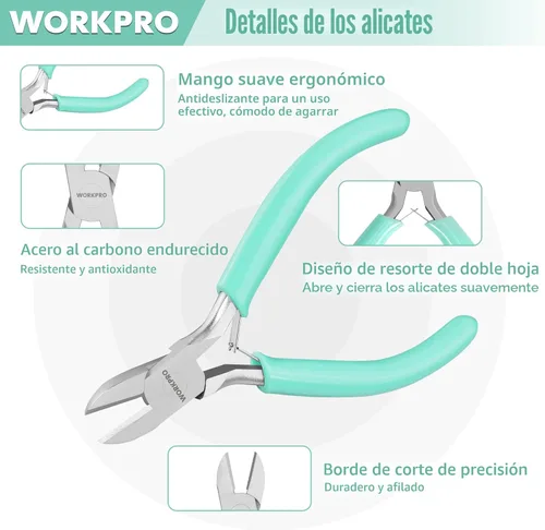 Miniatura 3 de WORKPRO Juego de Alicates para Joyería, Kit de Herramientas para Hacer Joyas de 3 Piezas que Incluye Alicates de Punta Fina/Alicates de Punta Plana