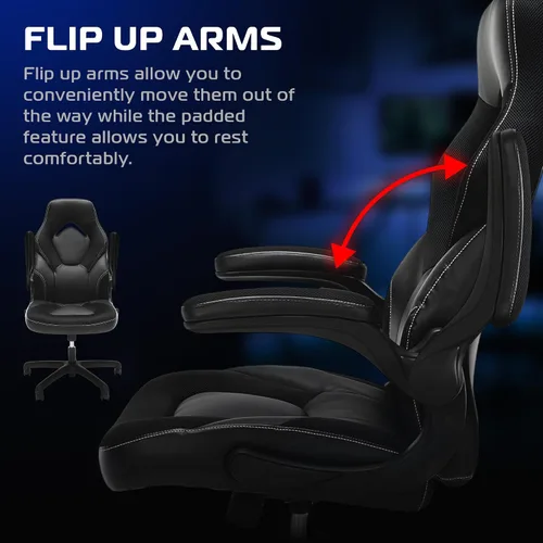 Miniatura 3 de RESPAWN 3085 Silla ergonómica para juegos para adultos, silla de oficina con respaldo alto con reposacabezas y brazos abatibles, asiento de cuero