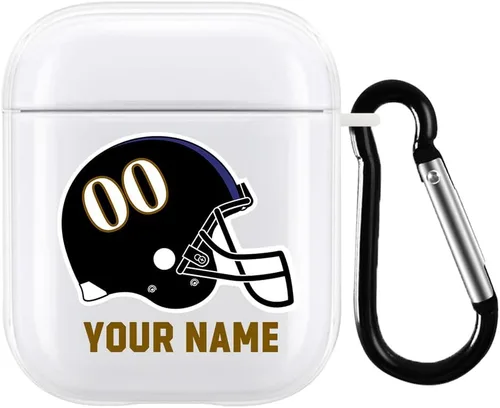 Miniatura 33 de Funda de casco de fútbol con nombre y número para Apple AirPods de 2ª y 1ª generación, regalo personalizado para fanáticos de los deportes de Arizona