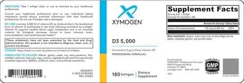 Miniatura 3 de XYMOGEN D3 5000 - Vitamina D3 biodisponible 5000 UI (125 mcg) - Suplemento de vitamina D de alta resistencia para el apoyo inmunológico