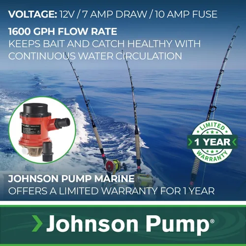 Miniatura 4 de Johnson Pump s 166004B PRO Series 1600 GPH Livewell/Baitwell Bomba de aireación, 12 V (16004B), bronce