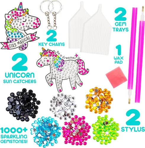 Miniatura 4 de Blue Squid Kits de Arte de Diamante para Niños – Unicornio - Juego de Regalo DIY 5D de Arte de Gemas Divertido y Fácil para Llaveros, Adhesivos