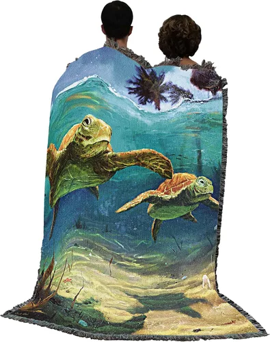 Miniatura 3 de Pure Country Weavers JL Moby Dick Cobija por Jerry LoFaro - Tapiz clásico de regalo de ballena oceánica tejida de algodón, fabricada en los Estados