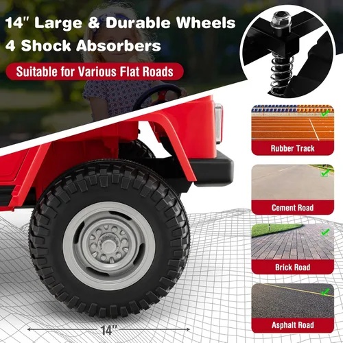 Miniatura 5 de Costzon Auto de 2 plazas, camión Toyota FJ40 con licencia de 12 V con control remoto de 2.4 G, suspensión de resorte, caja de almacenamiento, luces