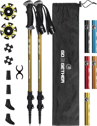 G2 GO2GETHER Bastones de senderismo de aluminio, cierres ajustables rápidos, mango cómodo, correa acolchada, cestas de nieve, bastones adecuados
