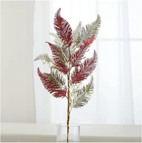 Miniatura 6 de Factory Direct Craft Grupo de 2 helechos artificiales dorados con purpurina para arreglos florales y decoración navideña, 29 pulgadas de alto
