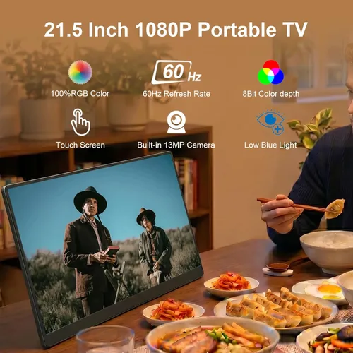 Miniatura 2 de Televisor portátil de 21.5 pulgadas con pantalla táctil, sistema operativo Android 14, 6 GB+128 GB, 1080P Smart Handy TV con cámara integrada de 13