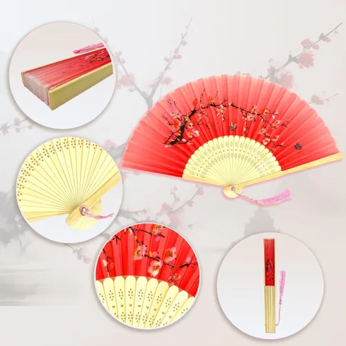 Miniatura 2 de 5 abanicos de mano plegables para baile de línea, abanicos de seda, botas en el suelo, cosplay y decoración, seda de bambú estilo japonés y chino
