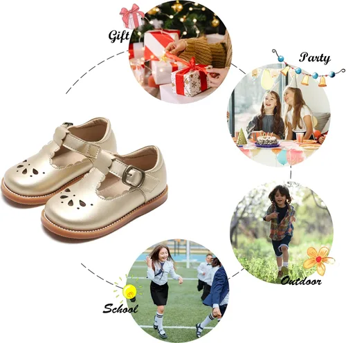 Miniatura 4 de Felix & Flora - Zapatos planos de vestir estilo Mary Jane para niña pequeña, zapatillas de ballet para niña, zapatos para fiestas y escuela