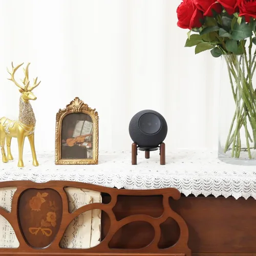 Miniatura 6 de Soporte de madera de escritorio para Echo Dot Max 2025, aumenta la altura del altavoz. Mejora la calidad del sonido y oculta el cable