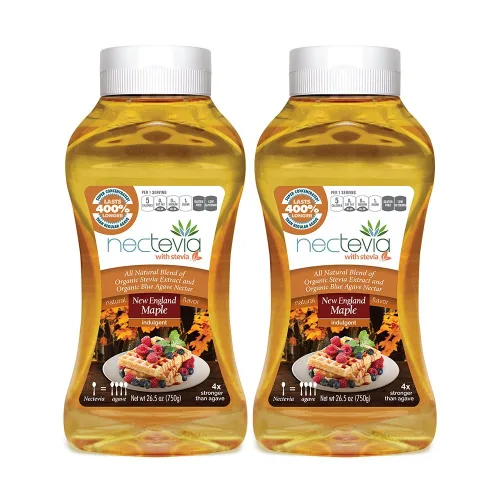 Nectevia New England Maple - Néctar de agave con infusión de stevia, paquete de 2