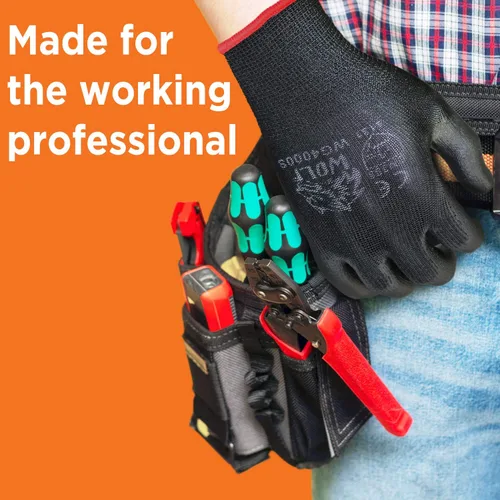 Miniatura 5 de WOLF Guantes de trabajo con palma recubierta de poliuretano y carcasa de nylon, para construcción, mecánica, almacén, trabajo de jardinería, trabajo