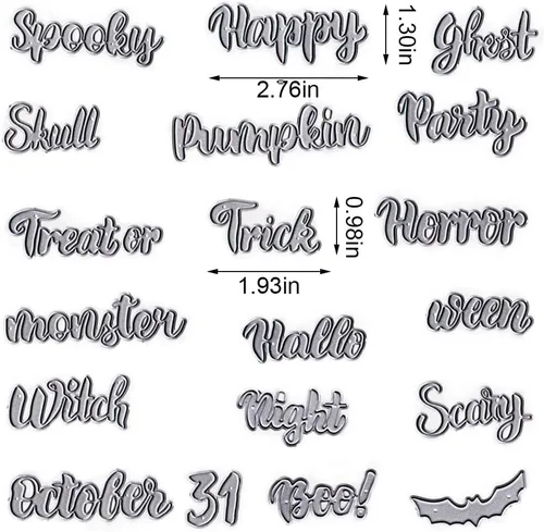 Miniatura 2 de Troqueles de corte de palabras de Halloween para hacer tarjetas y decoraciones de álbumes de fotos, letras de calavera fantasma, troqueladas