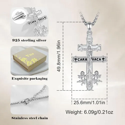 Miniatura 84 de Vito Collar de plata de ley 925 para mujeres y hombres, San Benito, crucifijo, Caravaca, San Cristóbal, San Judas, medalla patronal, amuleto