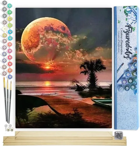 Miniatura 25 de Figured'Art - Juego de pintura por números, lienzo enrollado sin marco, para manualidades, para adultos, 16 x 20 pulgadas, jarrón de peonías