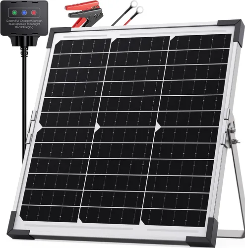 Miniatura 11 de Cargador y mantenedor de batería solar de 30 W y 12 V, kit de carga de goteo impermeable con controlador inteligente IP68, vidrio templado de alto