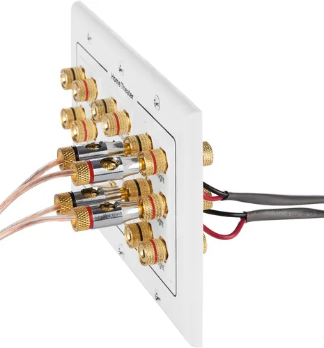 Miniatura 6 de Fosmon HD8006 placa de pared de 3 grupos para sonido envolvente 7.1 de Home Theater con uniones de cobre chapadas en oro. Blanco