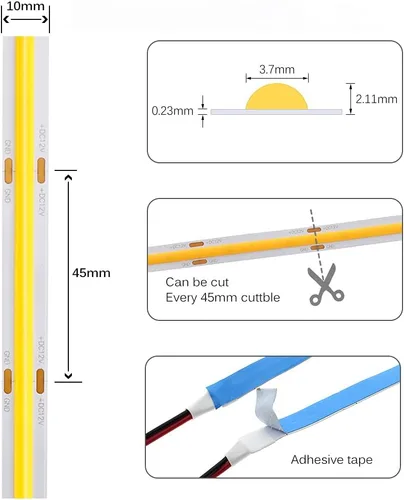 Miniatura 6 de Tira LED COB de 24 V CC de alta densidad, flexible, chips CRI 90, cálido, natural, fresco, 3000 K, 4000 K, 6000 K, luces blancas, cinta de 16.4 ft