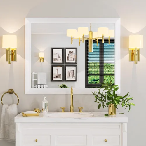 Miniatura 85 de Amorho Espejo de Baño Negro, Espejos de Pared de 24x30 Pulgadas con Marco de Metal Grueso para Sobre el Fregadero, Dormitorio, Sala de Estar
