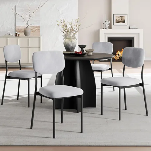 Miniatura 20 de Einhomn Juego de sillas de comedor tapizadas, modernas sillas de comedor apilables con respaldo de terciopelo suave, sillas de cocina con patas