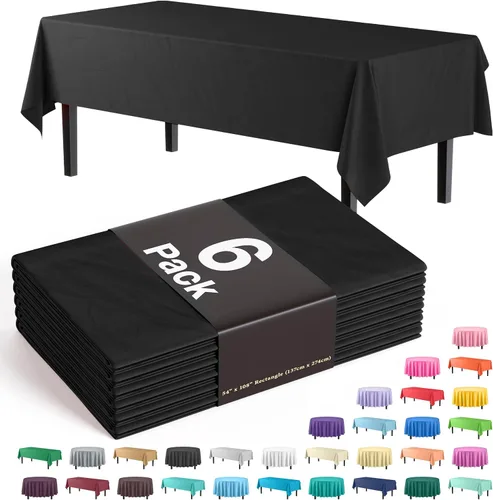 Miniatura 63 de Party Solids Paquete de 6 manteles de plástico prémium de 54 pulgadas x 108 pulgadas. Cubierta de mesa rectangular de plástico - Aqua