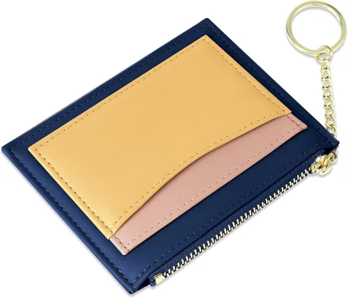 Miniatura 10 de URAQT Cartera para tarjetas de crédito, cartera minimalista de cuero delgado con cremallera, mini protector de tarjeta de crédito, llavero bolsillo