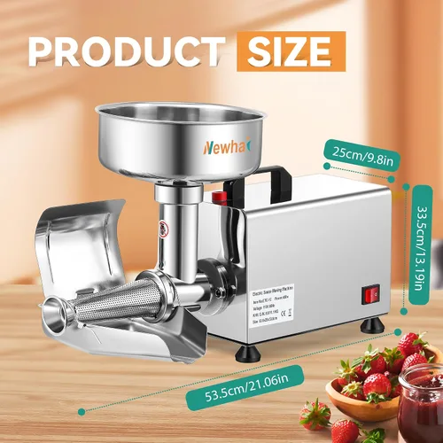 Miniatura 5 de Newhai 450W Colador de tomate eléctrico Fresadora de tomate comercial Máquina de prensa de alimentos de acero inoxidable Máquina exprimidora