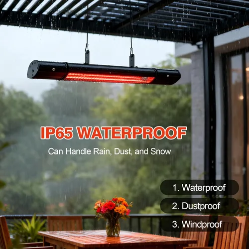 Miniatura 2 de Calentador eléctrico colgante de patio con control remoto, control de temperatura integrado, montado en la pared o en el techo, apto