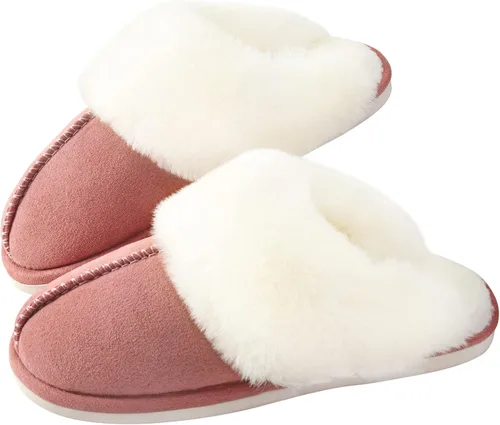 Parlovable Pantuflas para mujer, peludas, cálidas, cómodas, de piel sintética, sin cordones, esponjosas, para dormitorio, casa, espuma