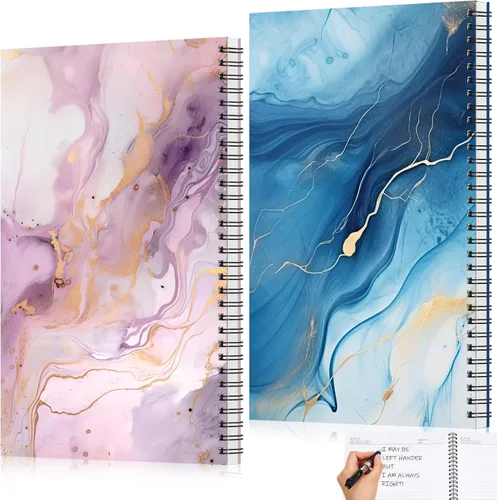 Miniatura 10 de Jutom 2 blocs de cuadernos jumbo para zurdos de 11 x 8.5 pulgadas, encuadernados con alambre para zurdos, 200 páginas, diario inspirador para negro