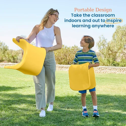 Miniatura 2 de ECR4Kids Asiento Wave, altura del asiento de 14 a 15.1 pulgadas, taburete tipo percha, amarillo, paquete de 2