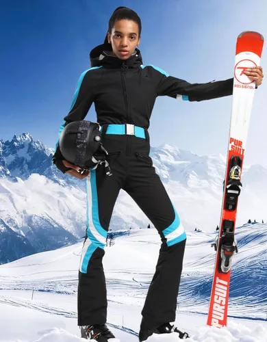 Miniatura 65 de GSOU SNOW Traje de esquí para mujer, traje de nieve delgado de una pieza, chaqueta de nieve, impermeable, resistente al viento, deportes al aire