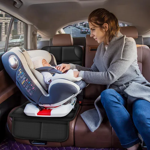 Miniatura 7 de Protector de asiento de automóvil para silla infantil, resistente al agua 600D, protege el asiento de las huellas del bebé, con respaldo Negro 2