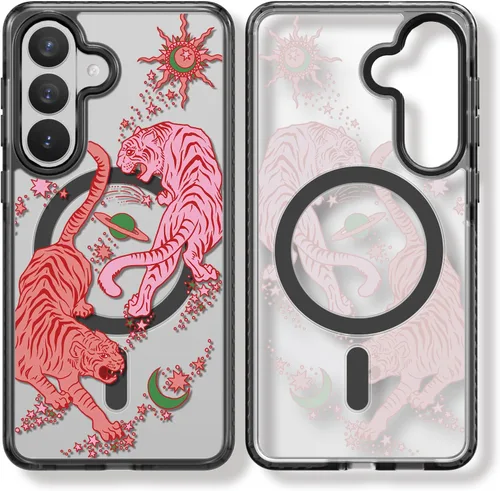 Miniatura 118 de Rosarnnah Funda compatible con Samsung Galaxy S24 Ultra, bonita estética, a la moda, divertida funda con estampado de gatito y gato, duradera a
