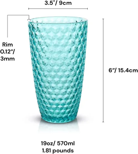 Miniatura 7 de BELLAFORTE Vaso alto de plástico Tritan inastillable, juego de 4, 19 onzas, vasos Laguna Beach, vasos irrompibles de Tritan para fiestas, sin BPA