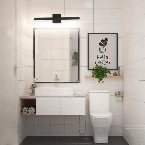 Miniatura 2 de JOOSSNWELL Lámpara de iluminación LED para tocador de baño, barra de luz de baño moderna, 23.62 pulgadas, color negro, 18 W, 4000 K
