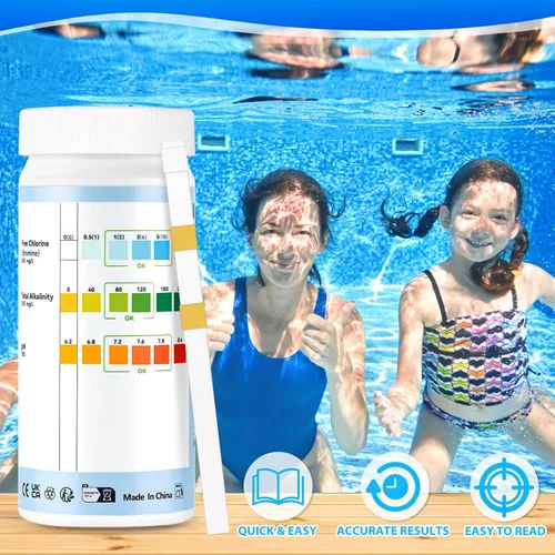 Miniatura 3 de Accevo Tiras de prueba para bañera de hidromasaje, kit de prueba de agua de piscina 3 en 1 para cloro/bromo, pH, alcalinidad total, tiras de prueba